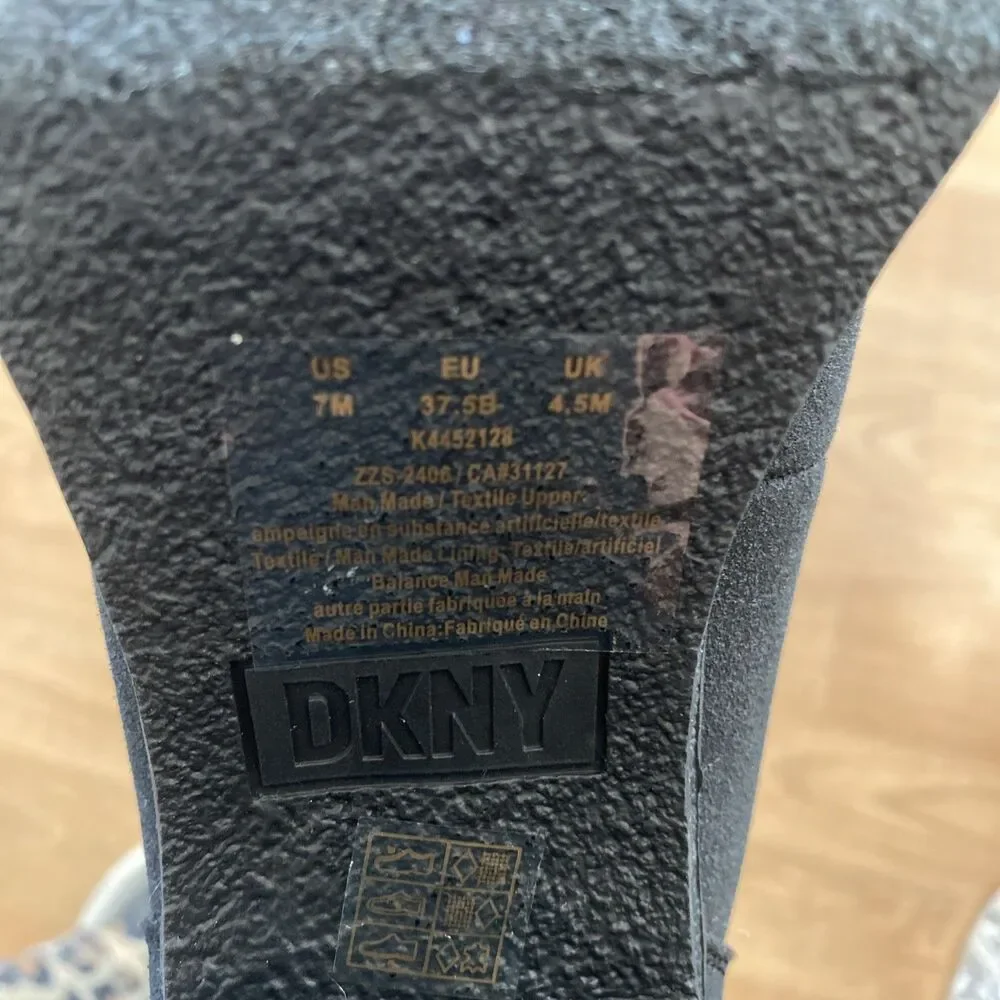 DKNY Womens Toia Lace-Up Zip Block Heel Platform Booties Grey Black Size 7 M
